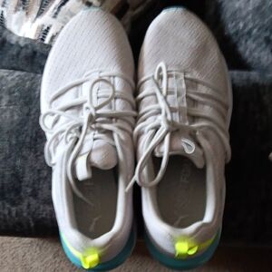 Grey and Neon Athletic Sneakers